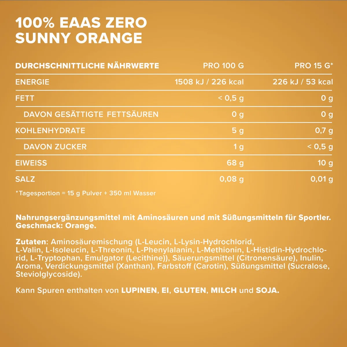 100% EAAs Zero (500g) - Sunny Orange – Bild 4