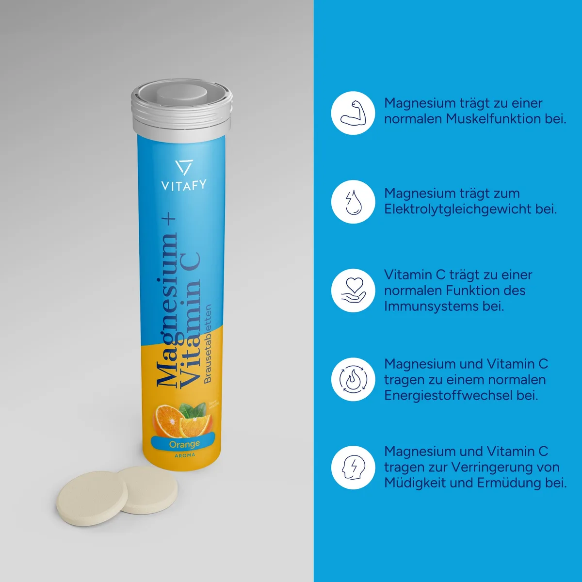 Magnesium + Vitamin C - Orange (20 Brausetabletten) – Bild 3