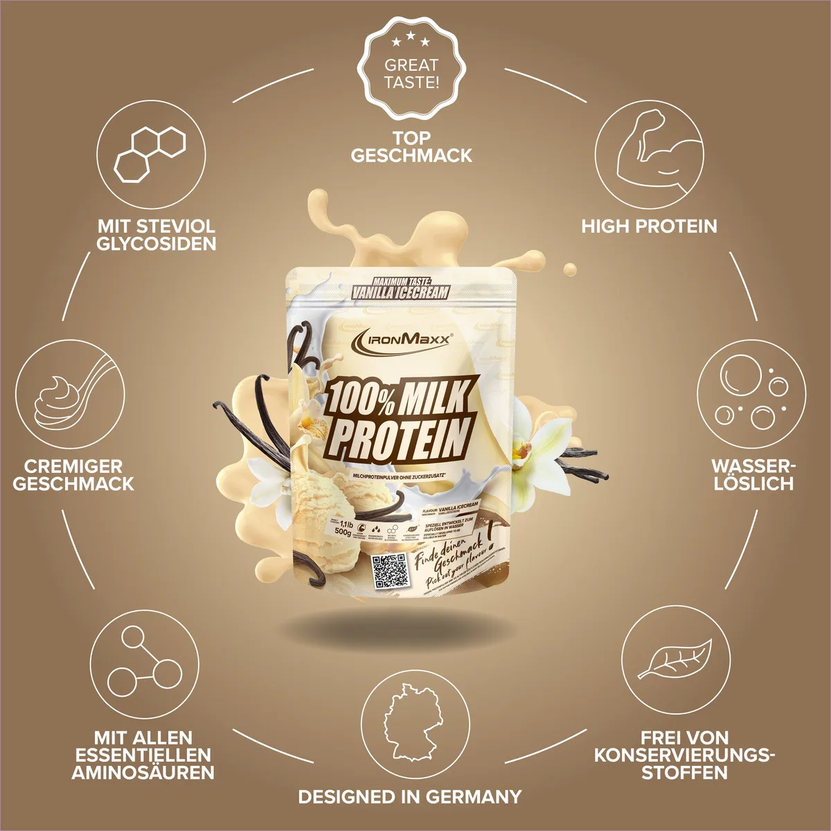 100% Milk-Protein (500g) - Vanilla Ice Cream – Bild 6