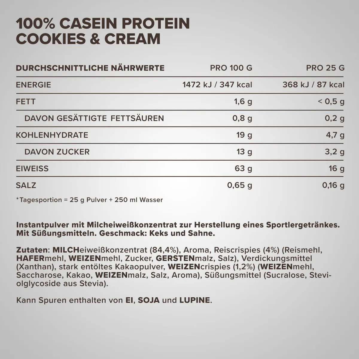100% Casein Protein (2000g) - Cookies & Cream – Bild 4