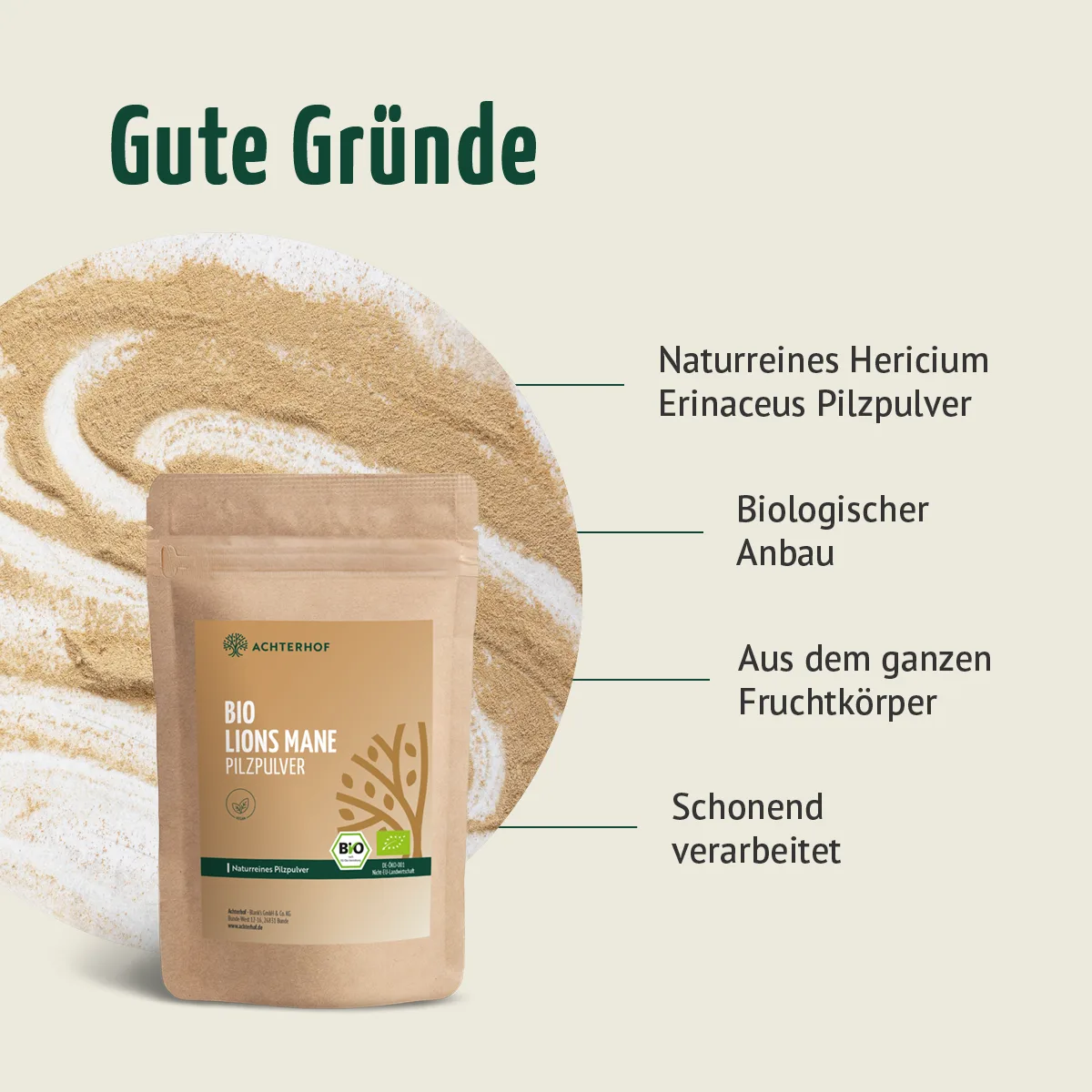 Bio Lions Mane Pilzpulver (100g) – Bild 5