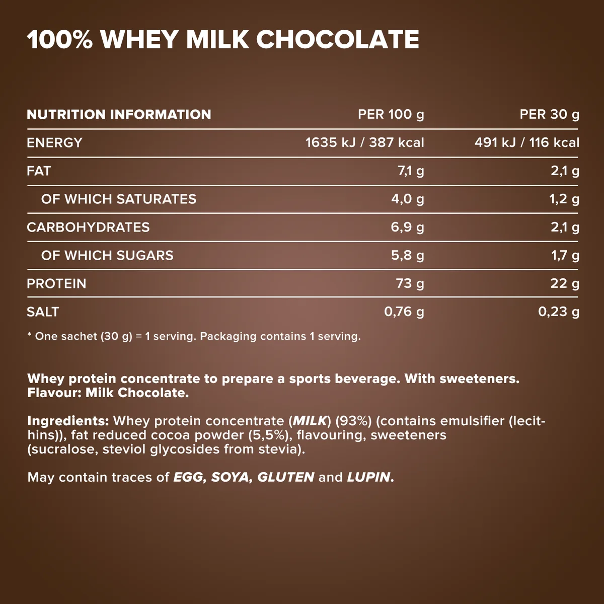100% Whey Protein (10x30g) - Milchschokolade – Bild 4