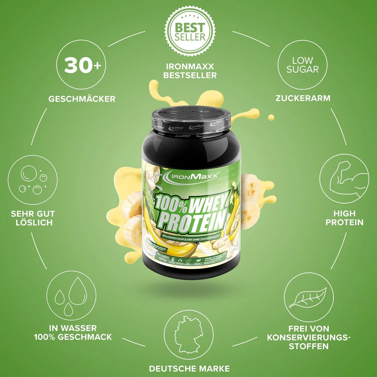 100% Whey Protein (900g) - Banane Yoghurt – Bild 5