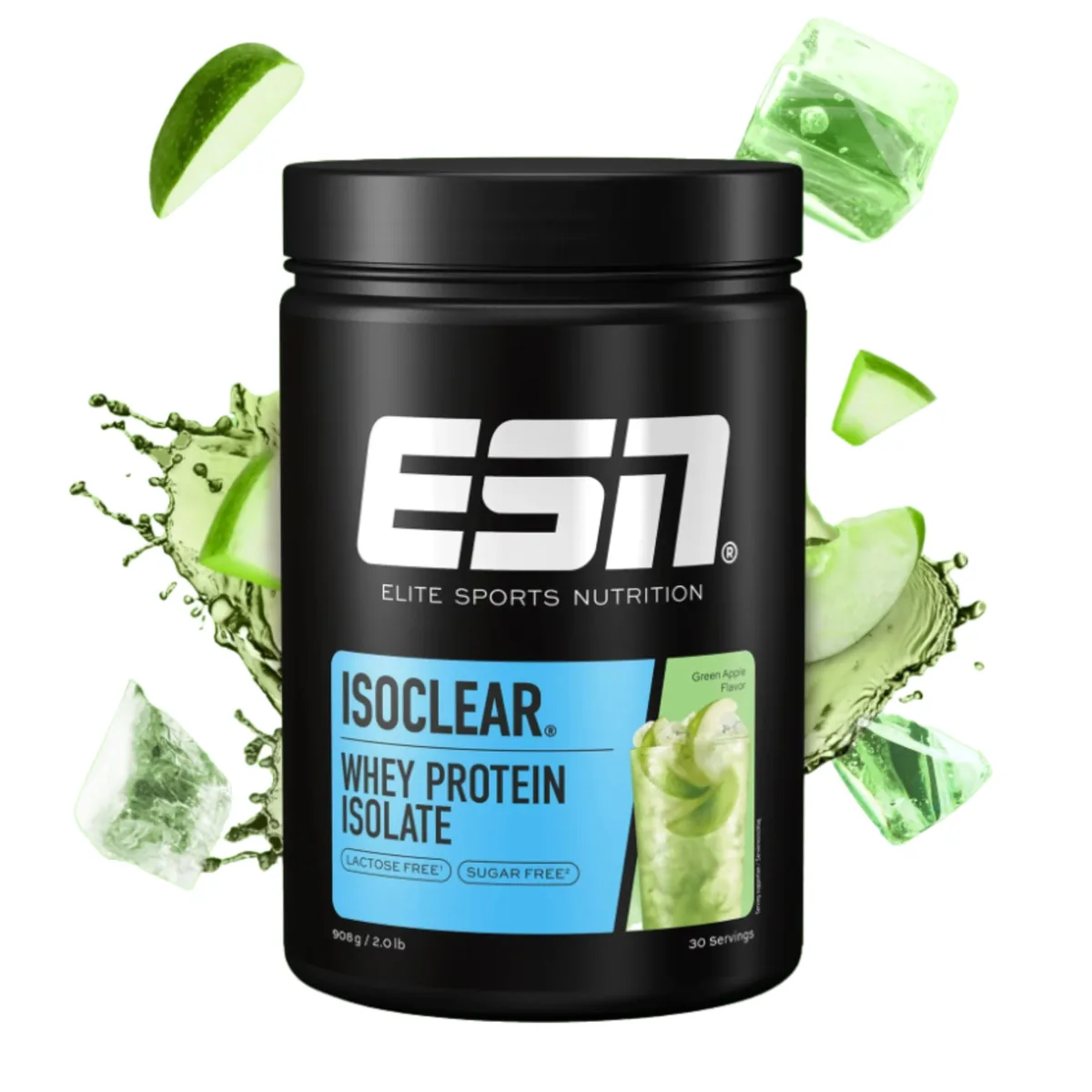 ESN ISOCLEAR Whey Isolate Protein Pulver, Green Apple, 908 g, Clear Whey