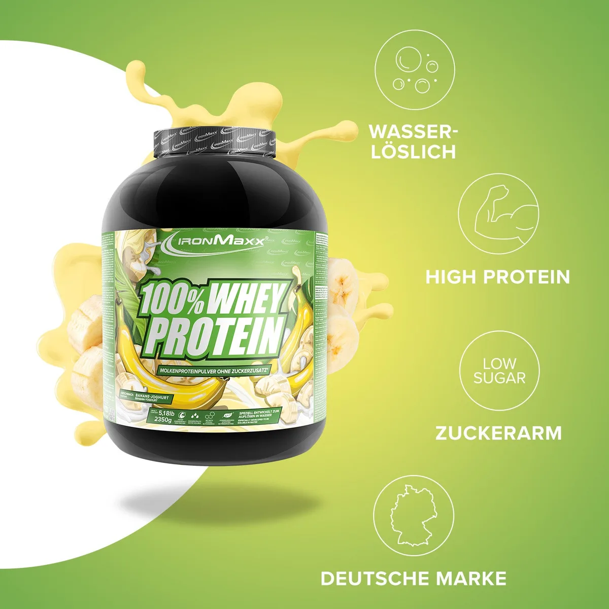 100% Whey Protein (2350g) - Banane Yoghurt – Bild 2