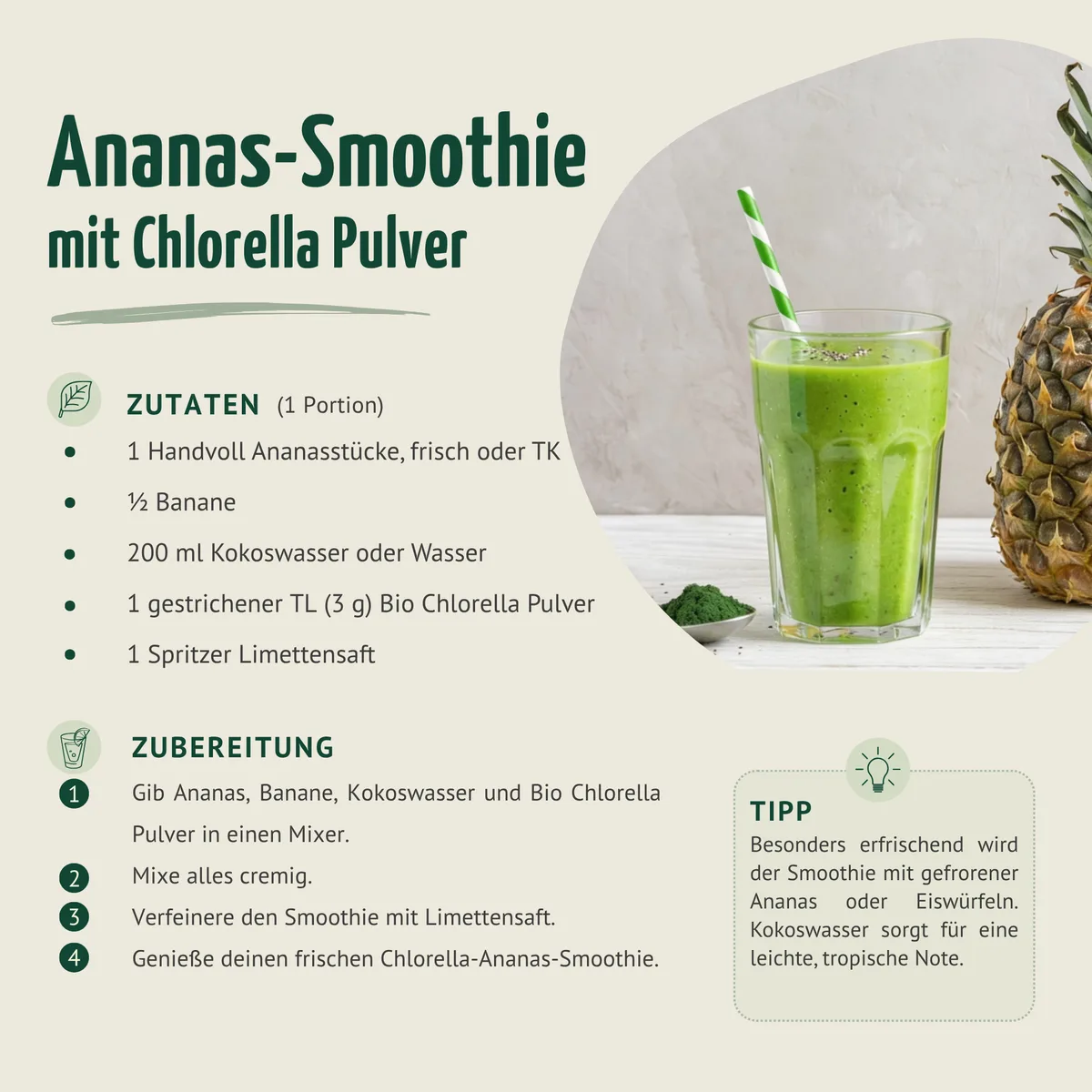 Bio Chlorella Pulver (100g) – Bild 3
