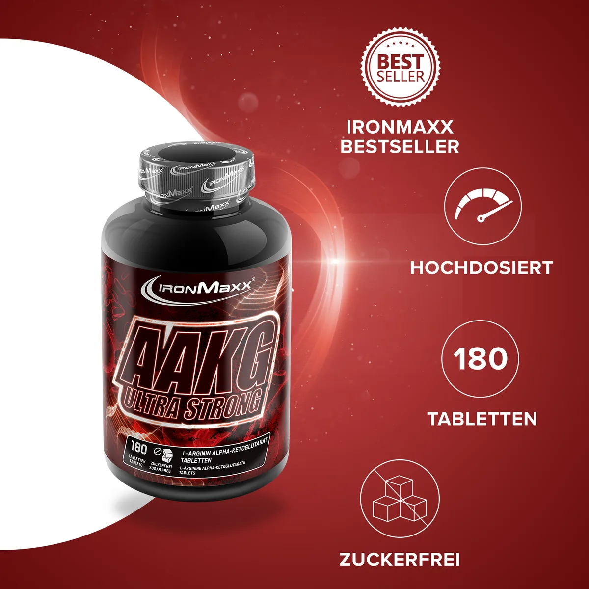 AAKG Ultra Strong - 180 Tabletten à 1600 mg – Bild 2