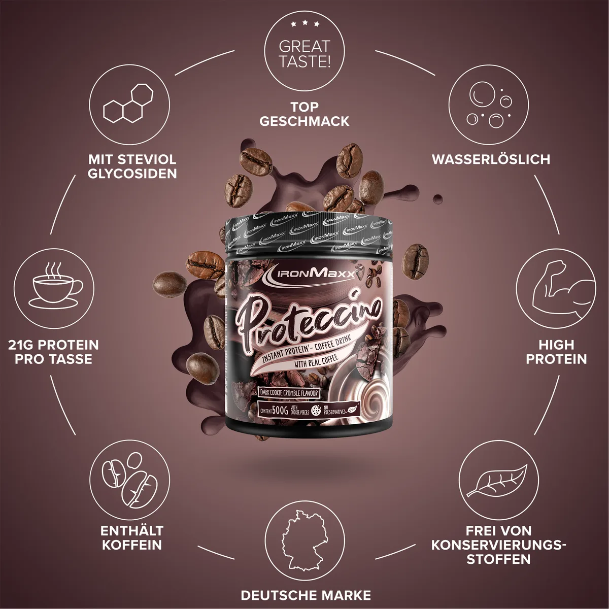 Proteccino (500g) - Dark Cookie Crumble – Bild 5
