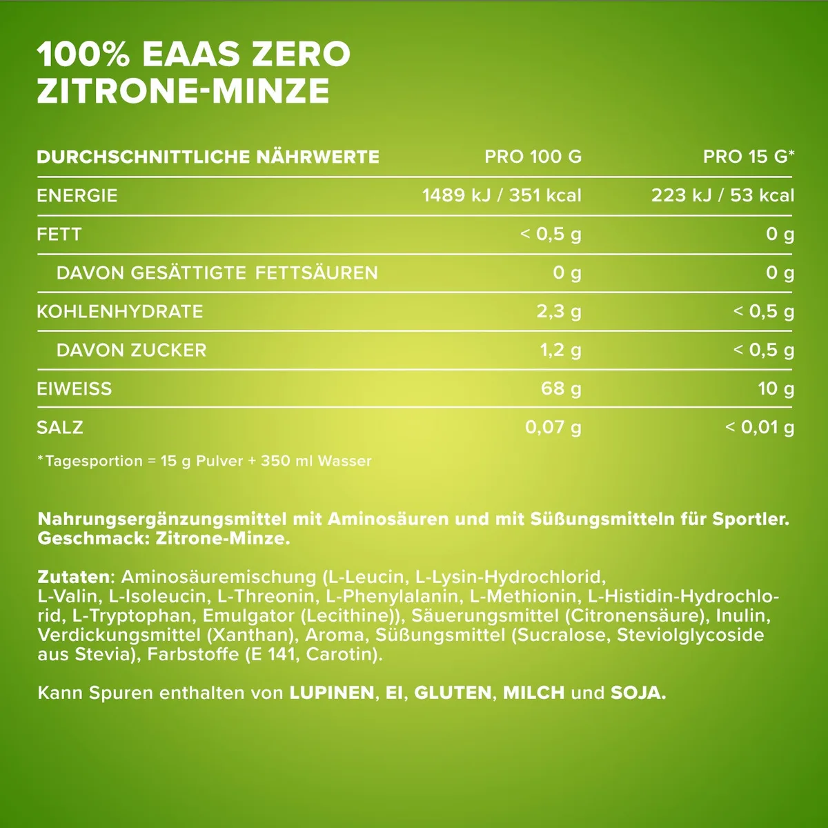 100% EAAs Zero (500g) - Lemon Minze – Bild 4