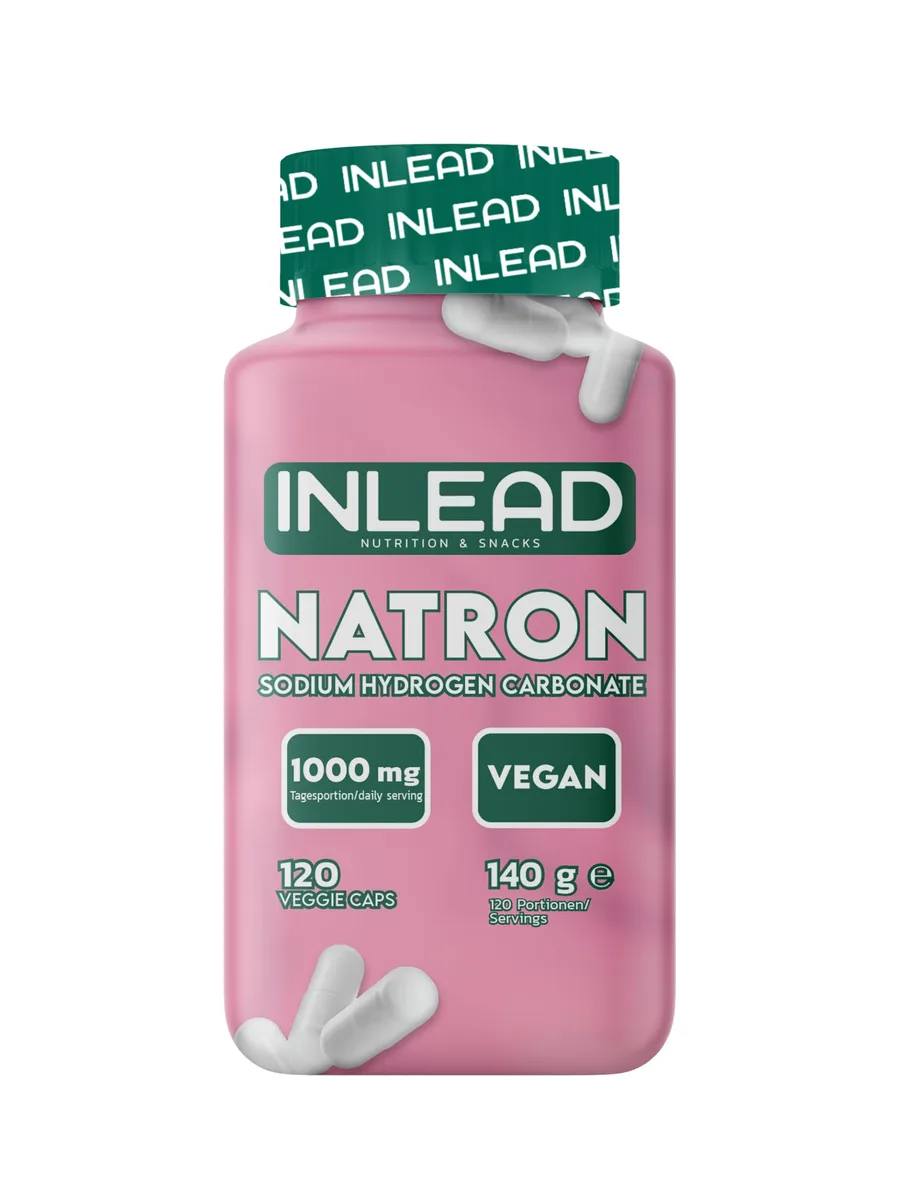INLEAD - Natron Kapseln | Natriumhydrogencarbonat klar dosiert | Geschmacksneutral & alltagstauglich | Vegan, Glutenfrei & Laktosefrei - 120 Kapseln