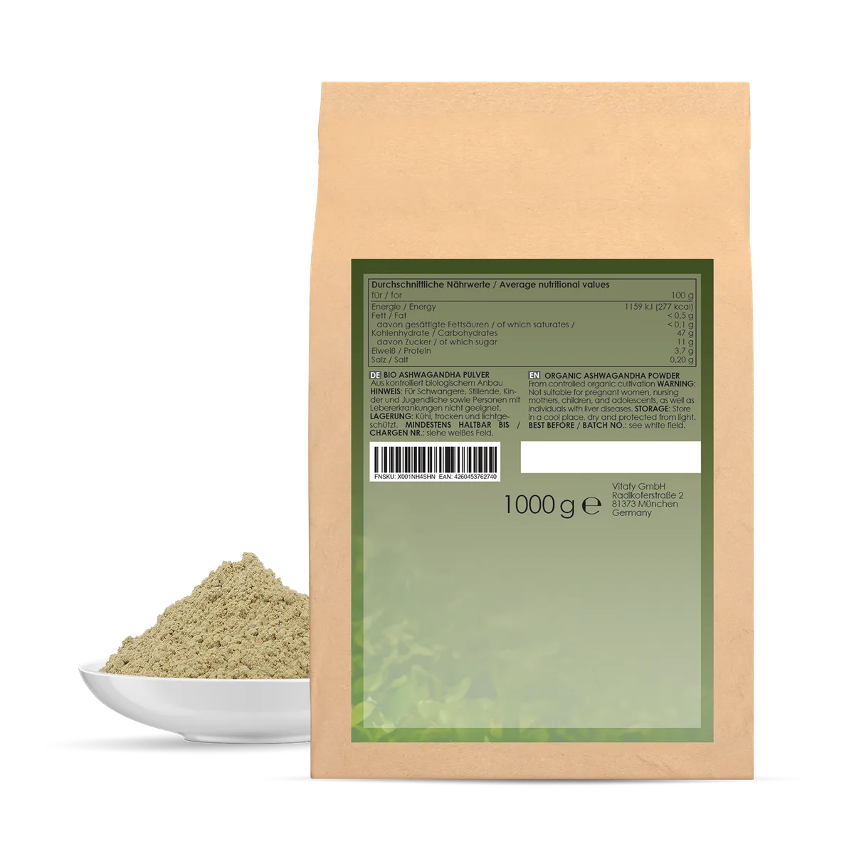 Ashwagandhapulver bio (1000g) – Bild 2