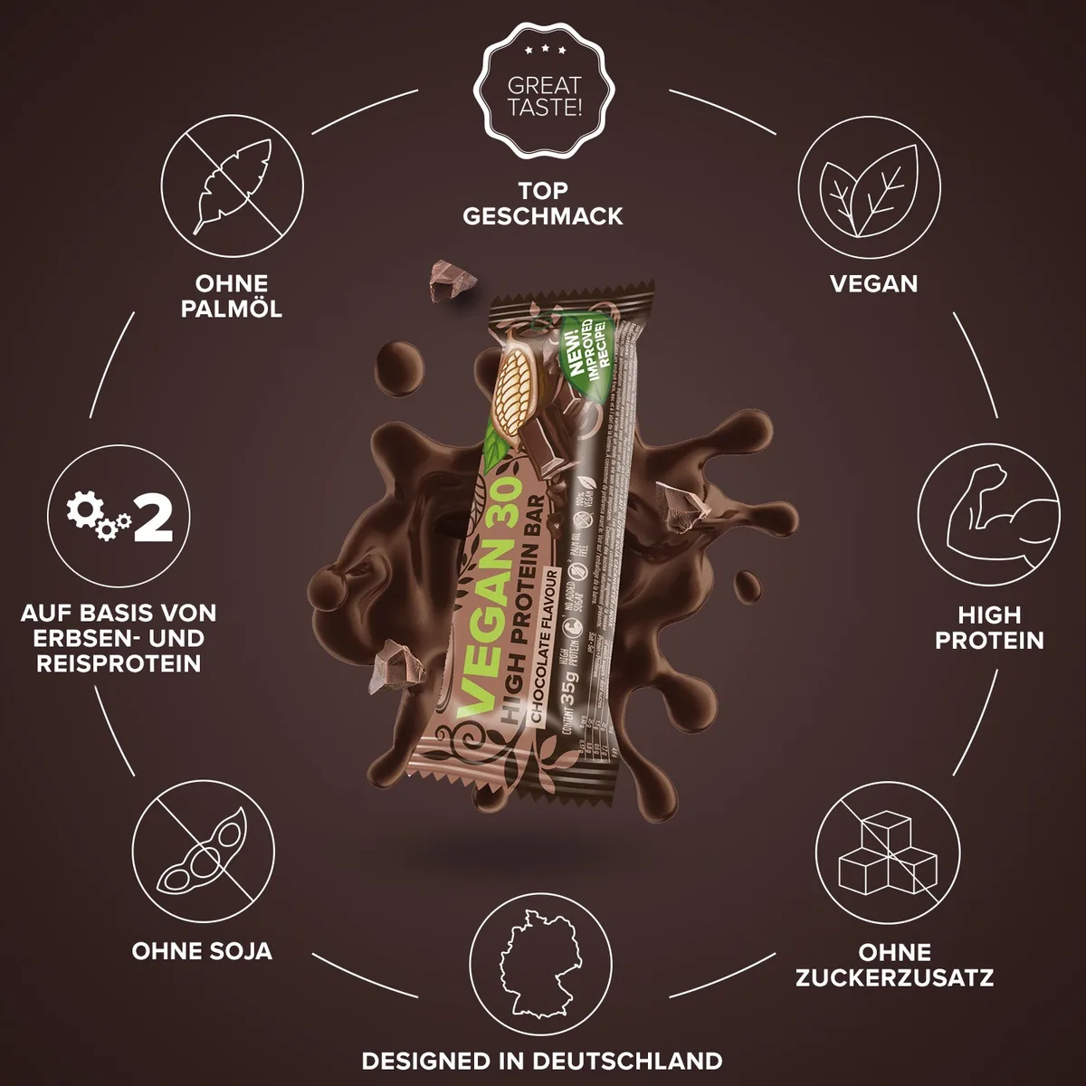 Vegan 30 Protein Riegel (35g) - Schokolade – Bild 5