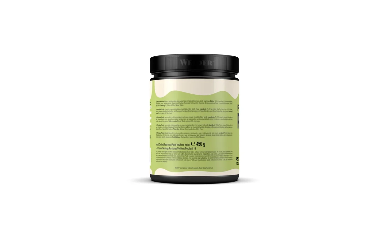 Weider - Plant Based Protein - Veganes Mehrkomponenten-Eiweiß mit Erbsen-, Ackerbohnen- und Reisprotein - Whey Alternative, Proteinpulver mit 29g pro Shake - 450g - Vanille – Bild 3