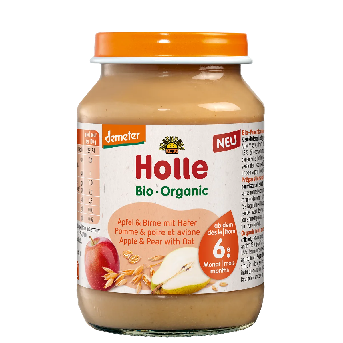 Apfel & Birne mit Hafer - 190g - Demeter ab dem 6. Monat