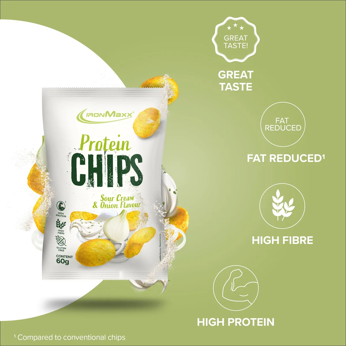 Protein Chips 3.0 (60g) - Sour Cream & Onion – Bild 2