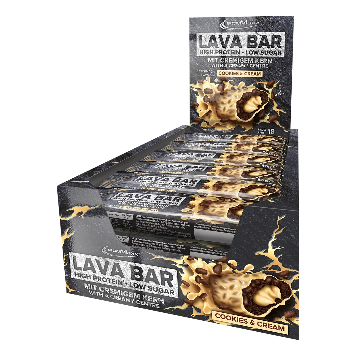Lava Bar Protein Riegel (18x40g) - Cookies and Cream