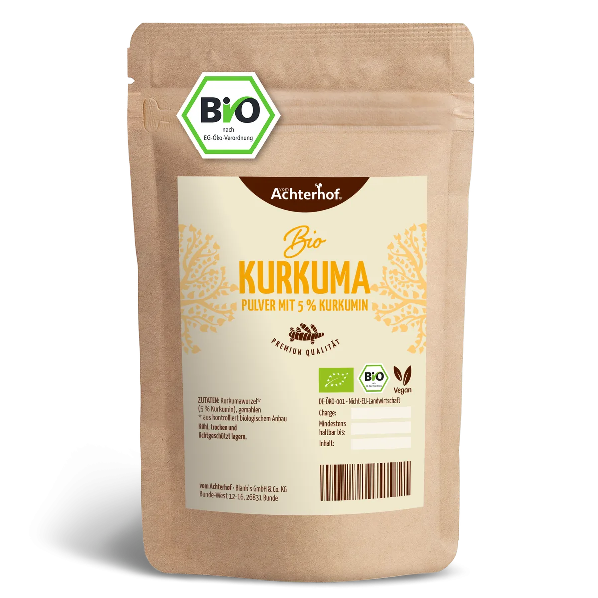 Bio Kurkuma Pulver 5% Curcumin (250g)