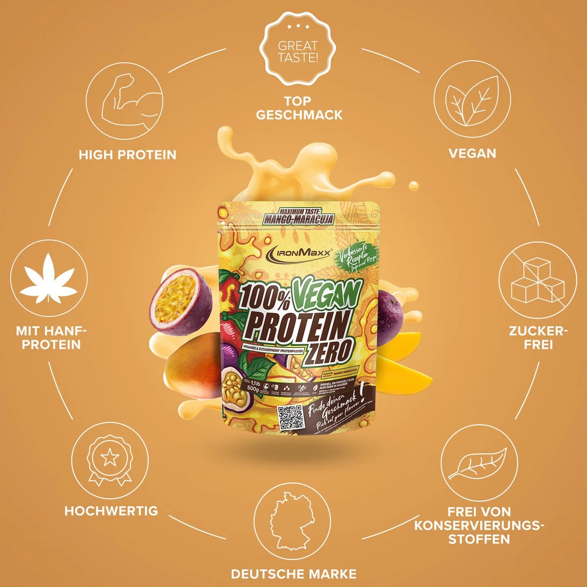 100% Vegan Protein Zero (500g) - Mango-Maracuja – Bild 5