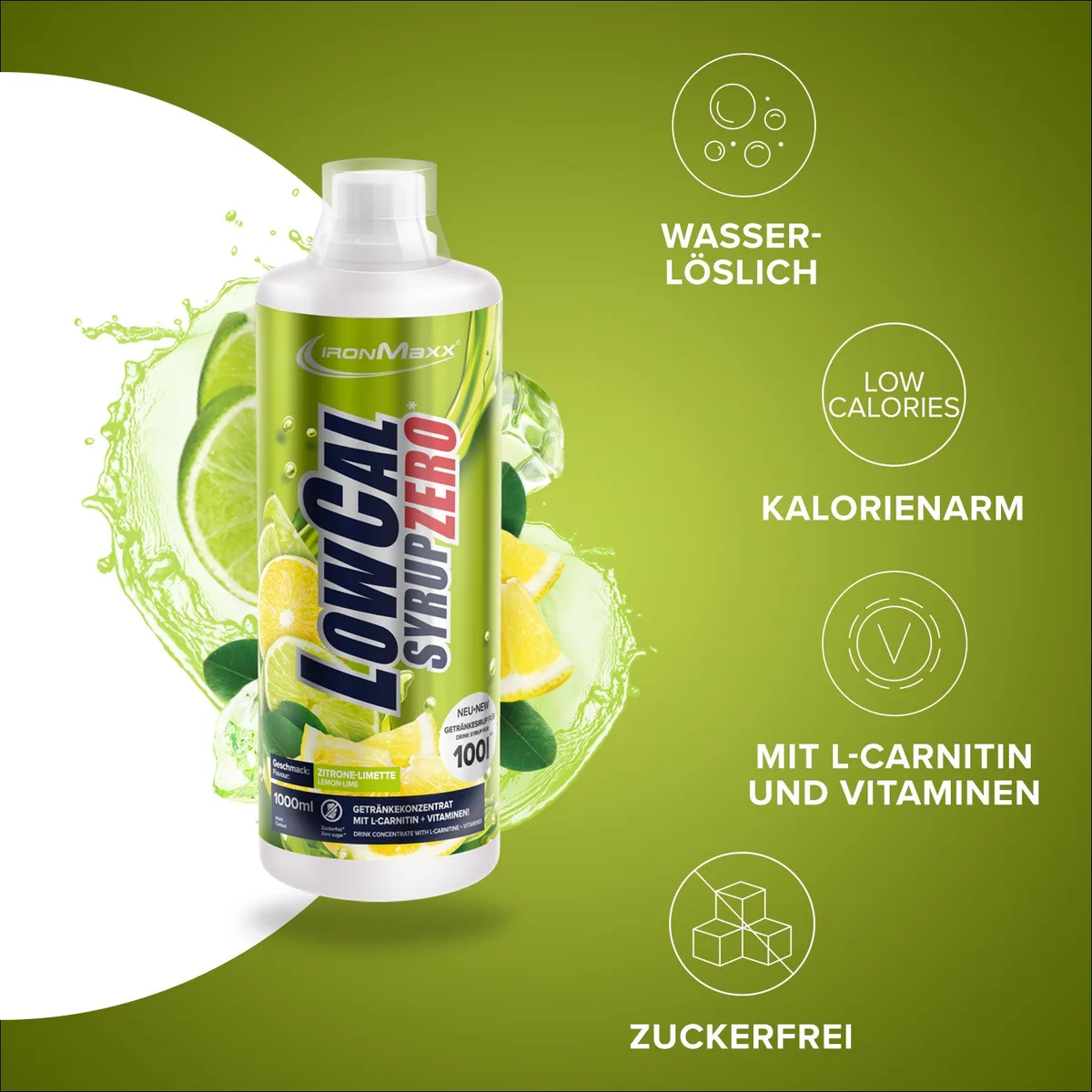 LowCal Syrup Zero (1000ml) - Zitrone Limette – Bild 3