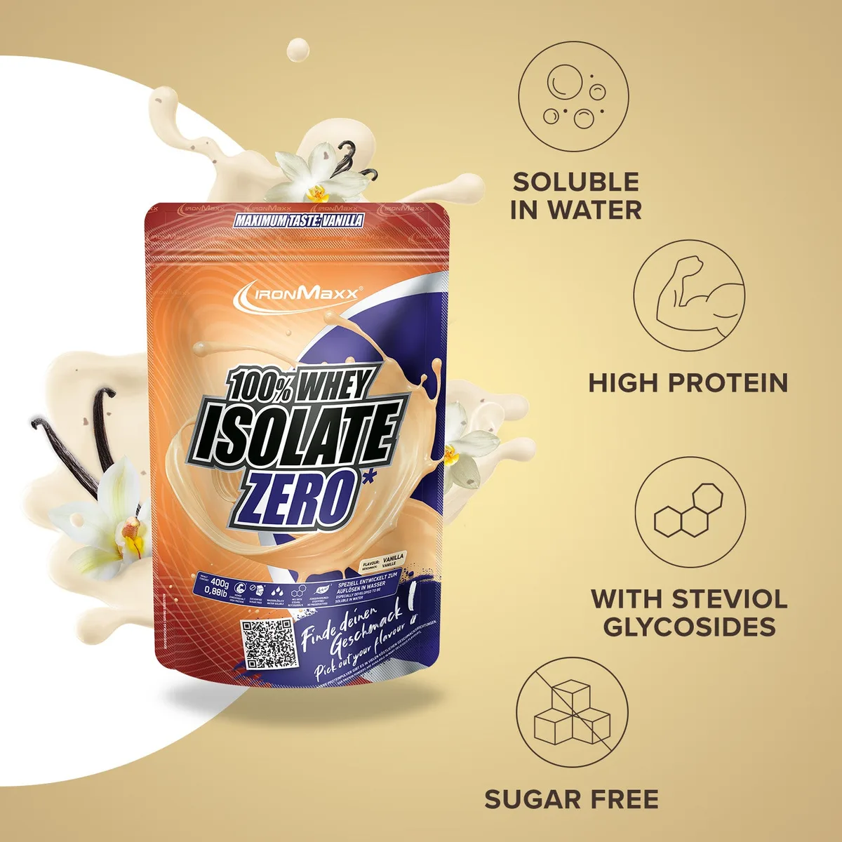 100% Whey Isolate ZERO (400g) - Vanille – Bild 2