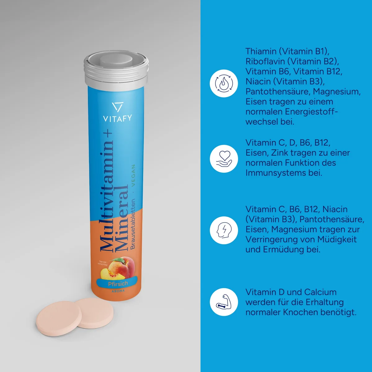 Multivitamin + Mineral - Pfirsich (20 Brausetabletten) – Bild 3