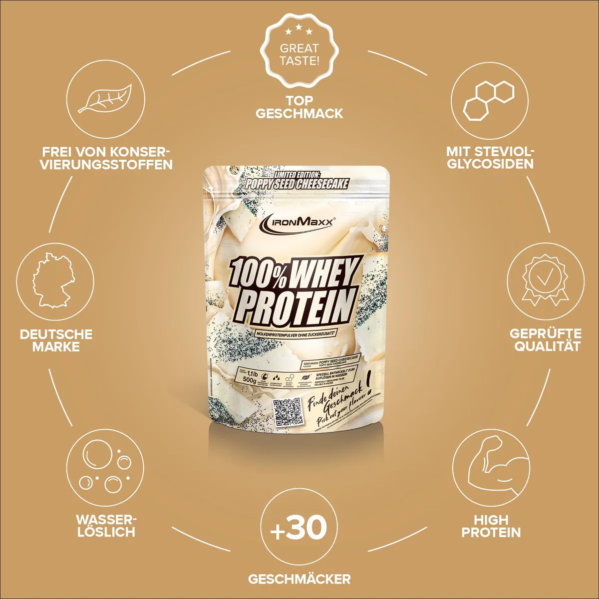 100% Whey Protein (500g) - Poppy Seed Cheesecake – Bild 5