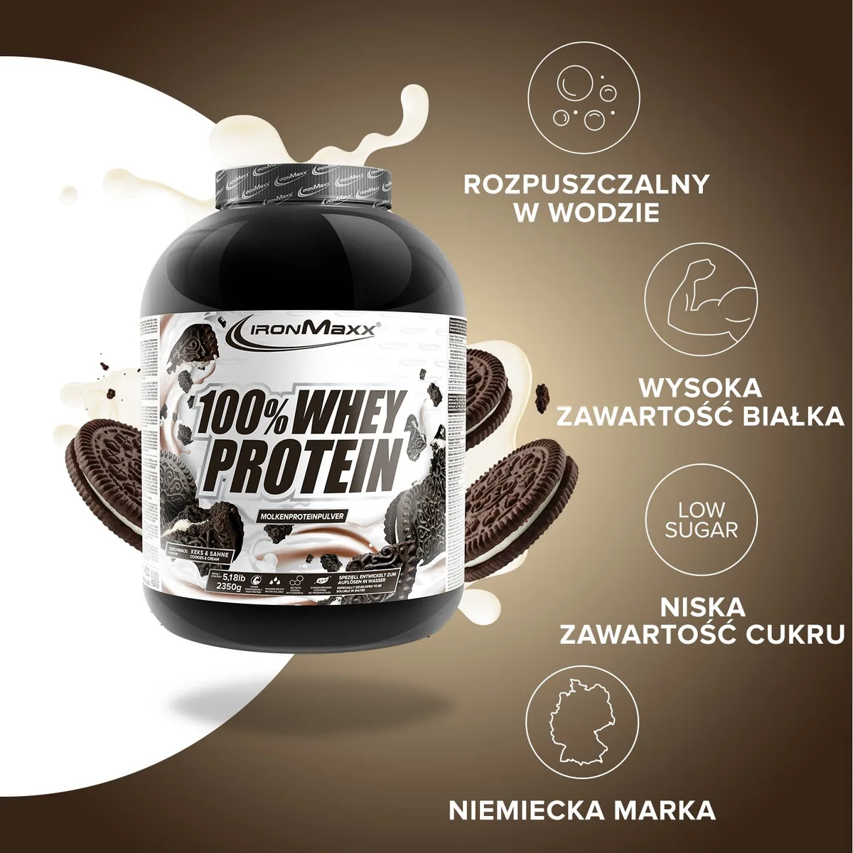 100% Whey Protein (2350g) - Cookies and Cream – Bild 2