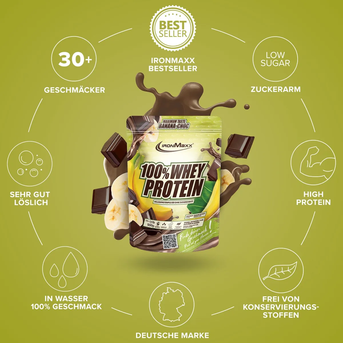 100% Whey Protein (500g) - Banana Choc – Bild 4