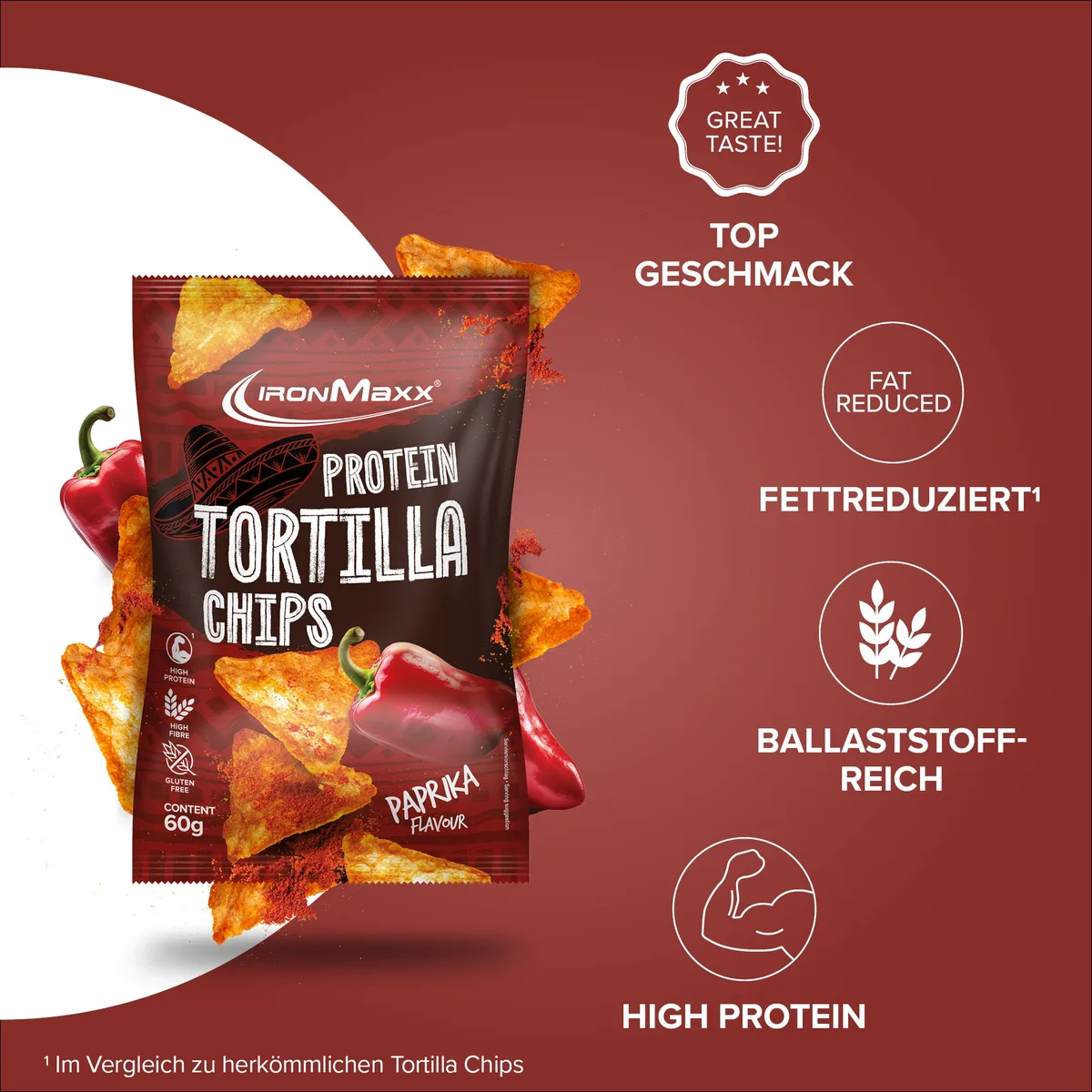 Protein Tortilla Chips 2.0 (60g) - Paprika – Bild 7