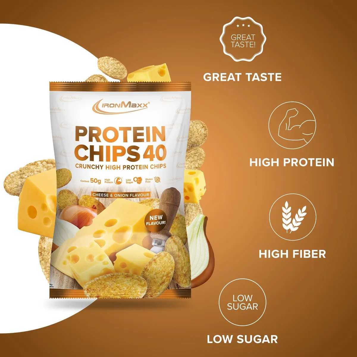 Protein Chips 40 (50g) - Cheese & Onion – Bild 2