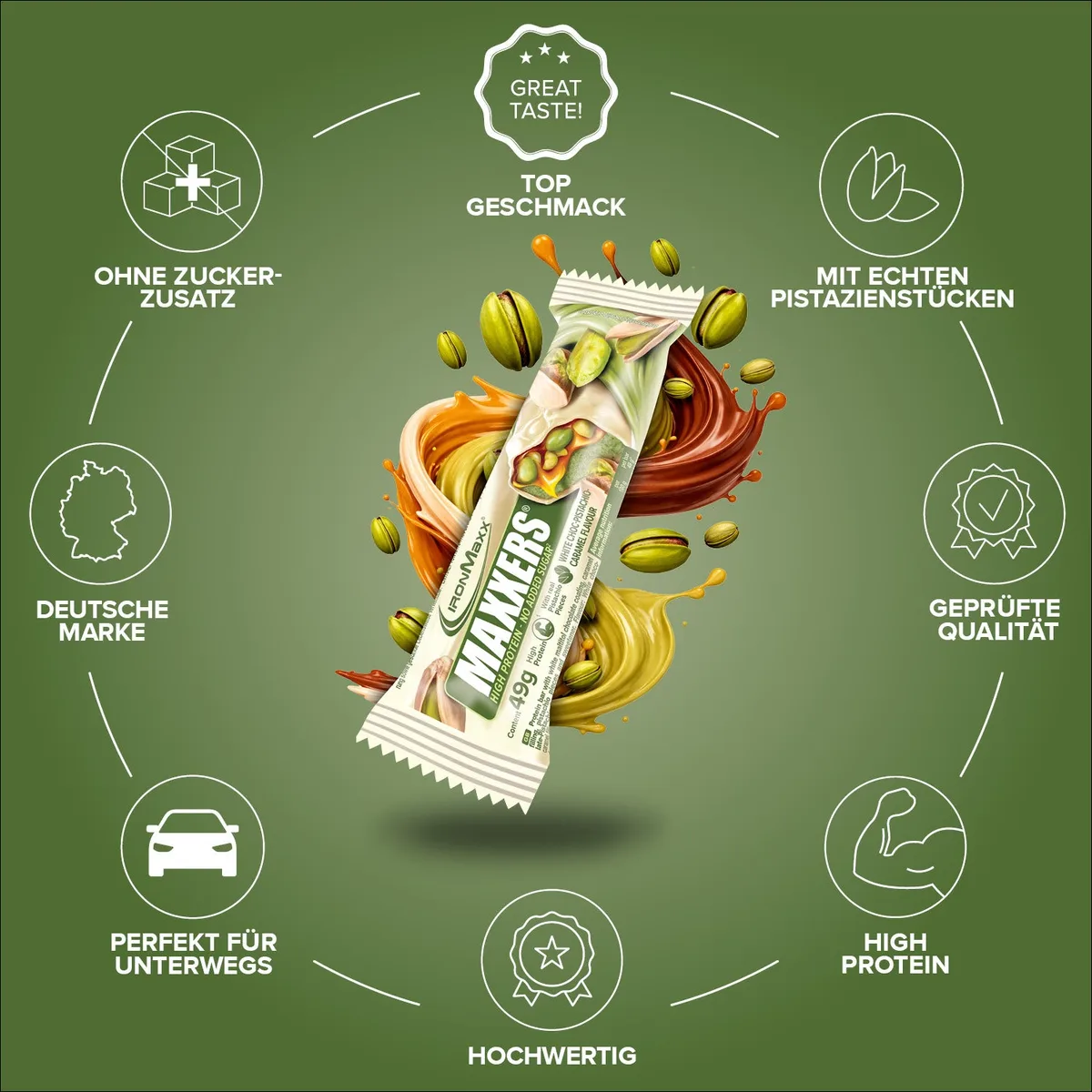 Maxxers (49g) - White Choc Pistachio Caramel – Bild 5