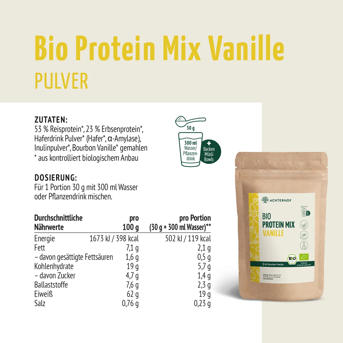 Bio Protein Mix Vanille (250g) – Bild 7
