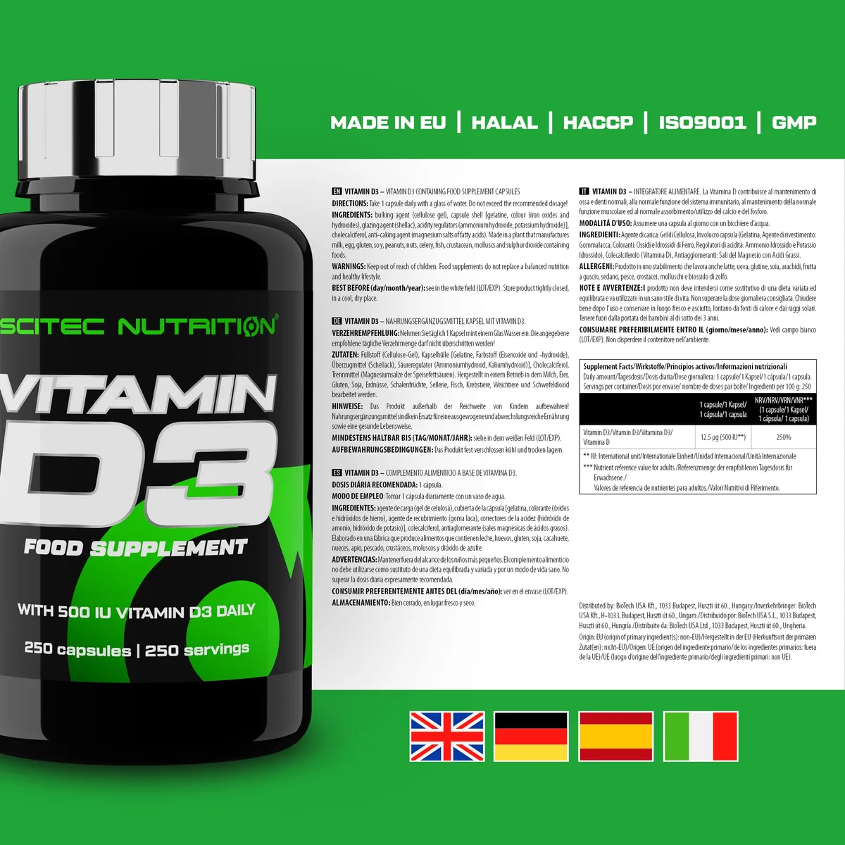 Scitec Nutrition Vitamin D3 - Immune & Bone Support - Unterstützt die Immunfunktion, die Knochengesundheit und mehr, 250 Kapseln, 250 Kapseln – Bild 5