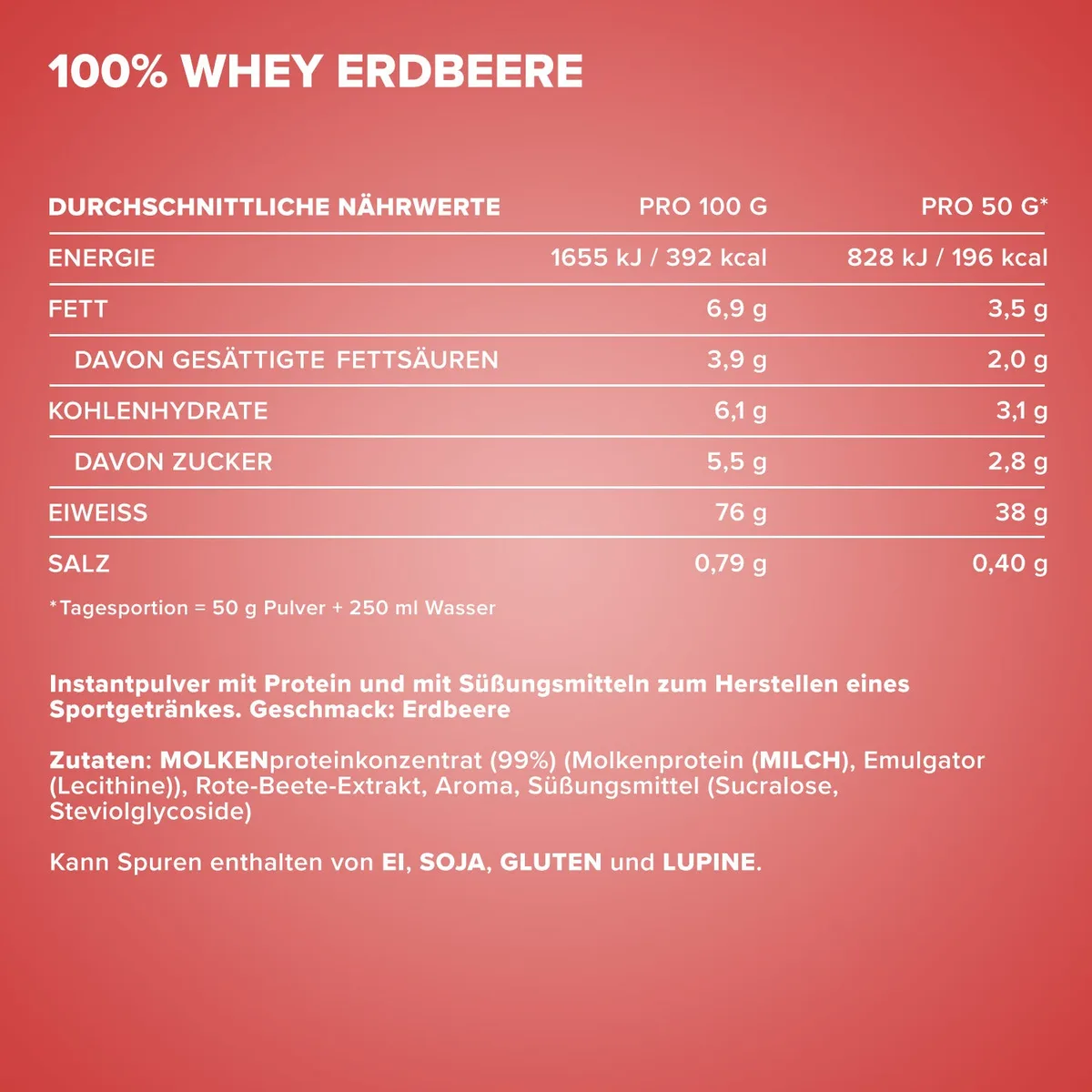 100% Whey Protein (2350g) - Erdbeere – Bild 4