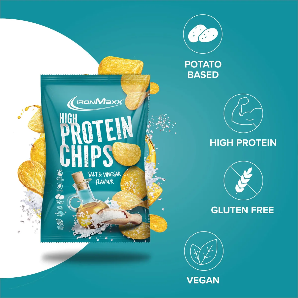 High Protein Potato Chips (60g) - Salt & Vinegar – Bild 2