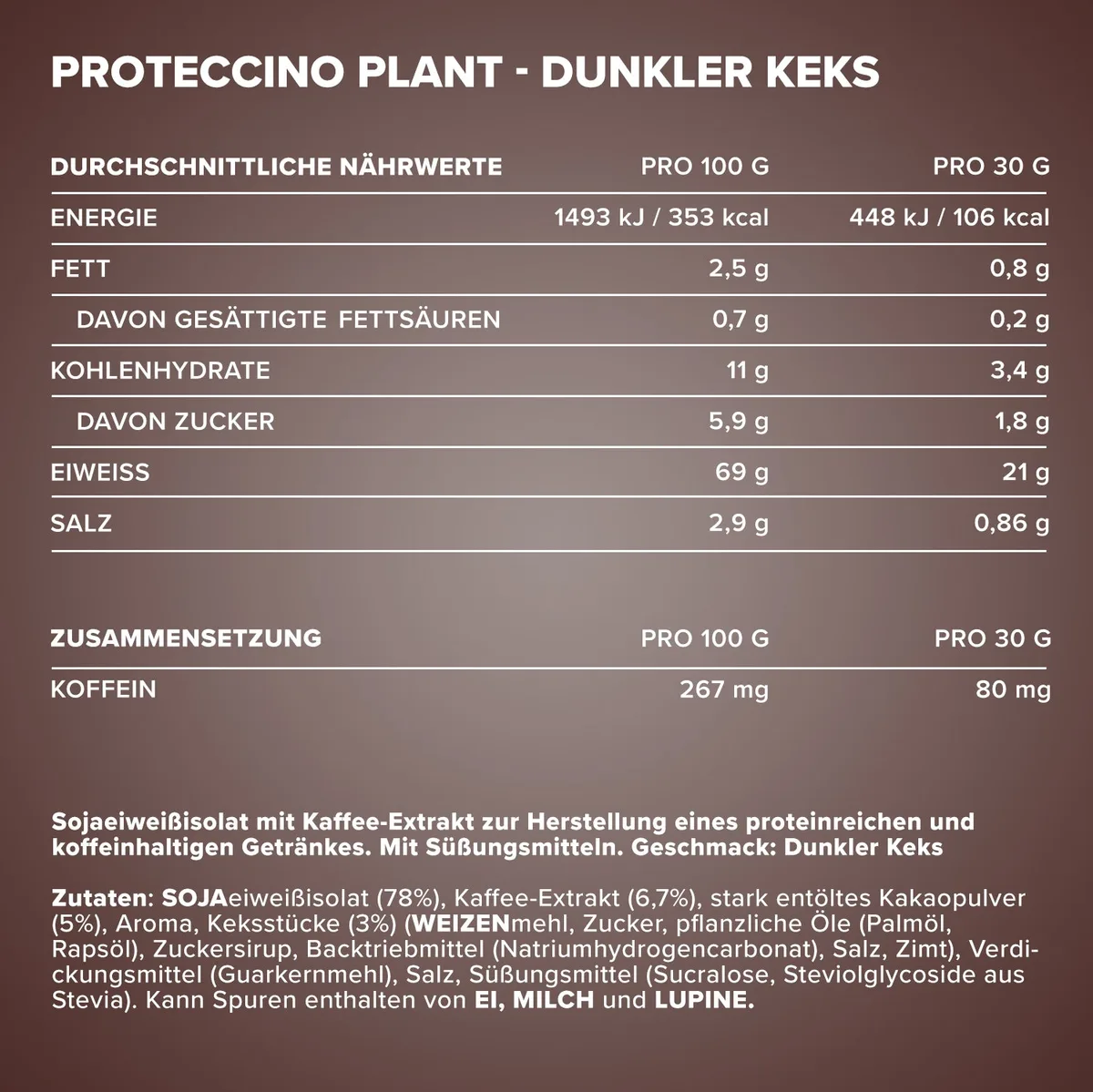 Proteccino Plant (500g) - Dark Cookie Crumble – Bild 4