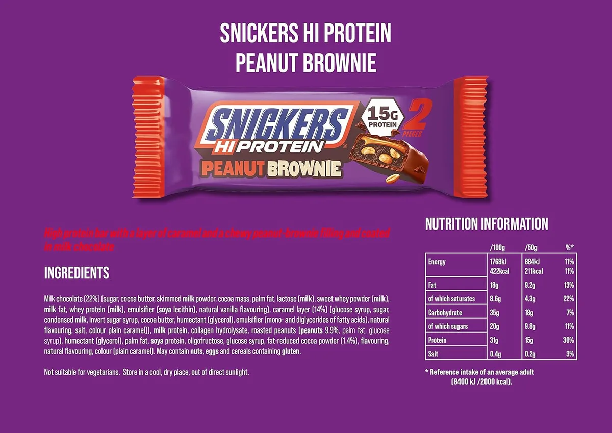 Snickers High Protein Bar Peanut Brownie (12x50g) – Bild 5