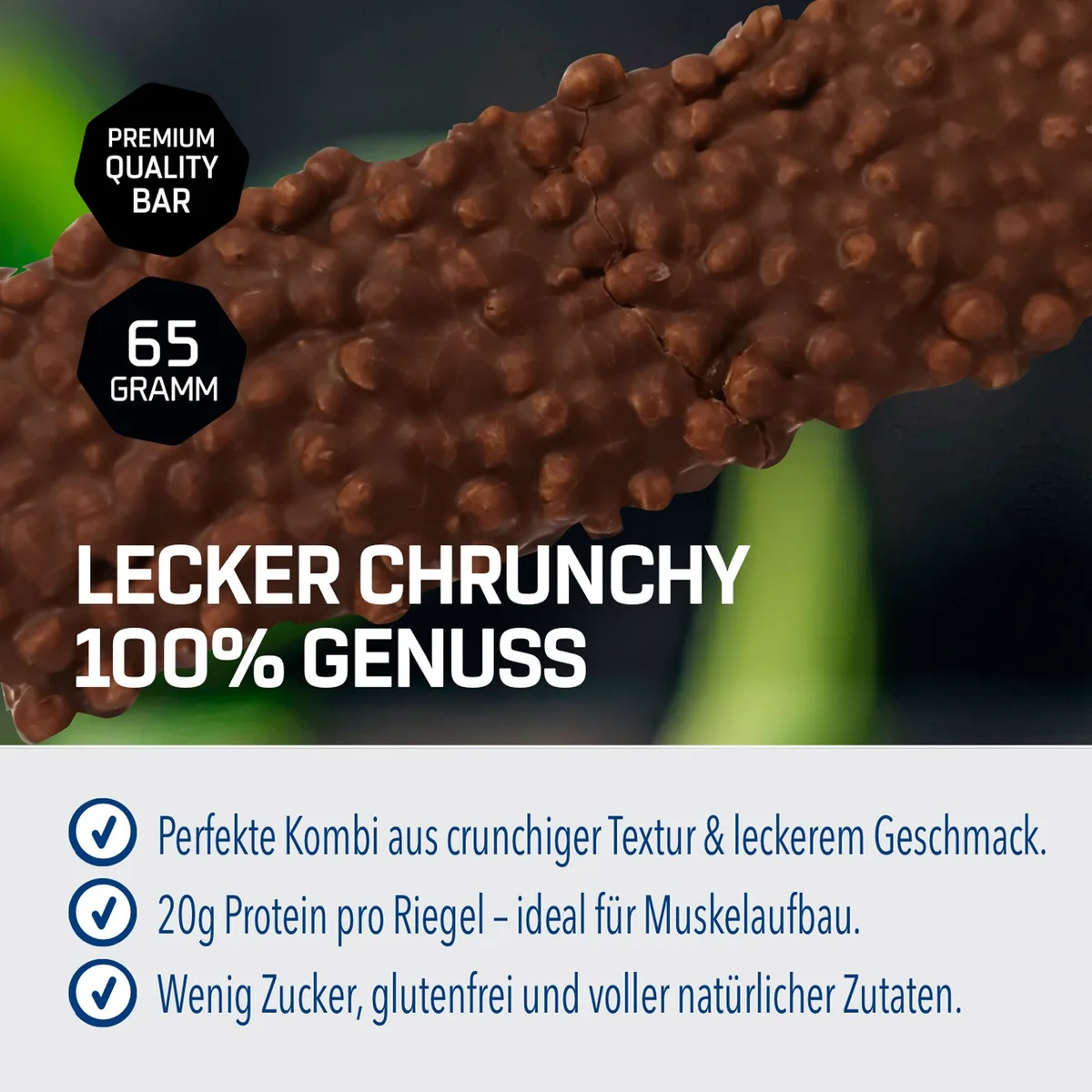 Crunchy Protein Bar Deluxe (12x65g) Schokolade – Bild 7