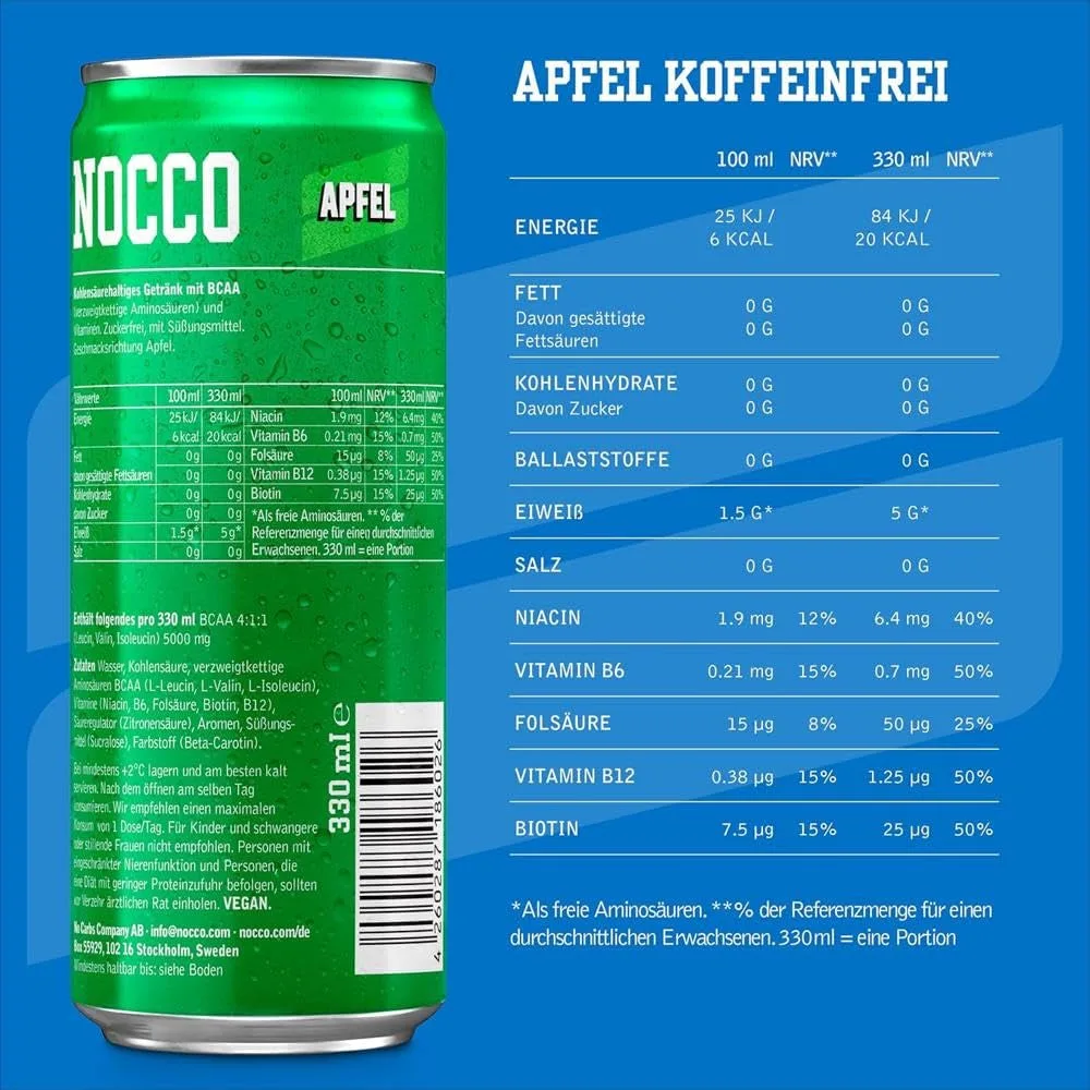 Nocco BCAA (24x330ml) Limon del Sol – Bild 8