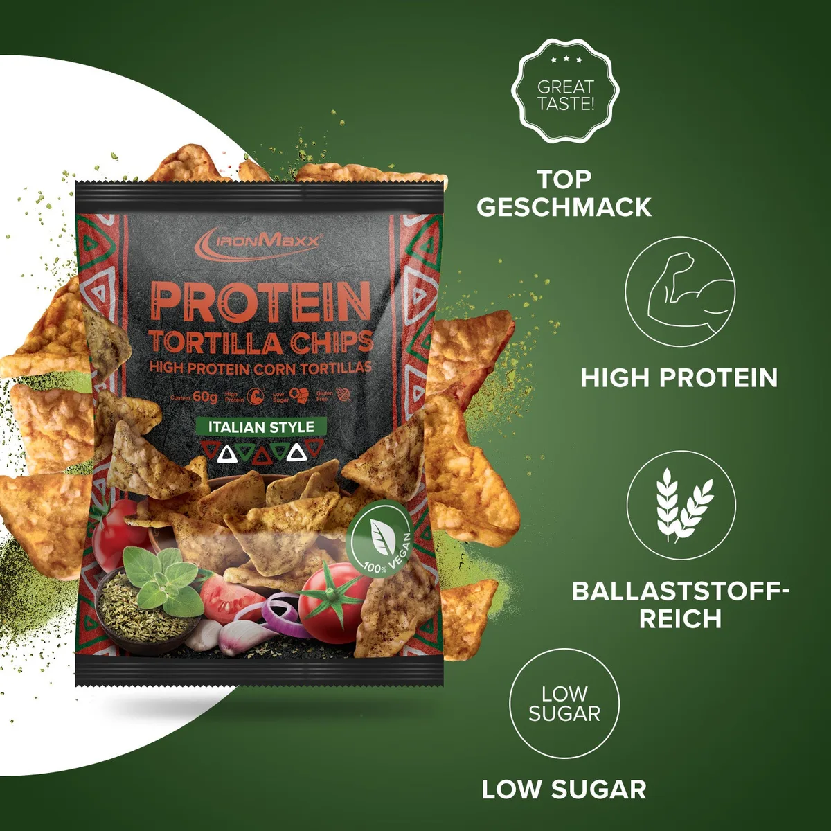 Protein Tortilla Chips 1.0 (60g) - Italian Style – Bild 2