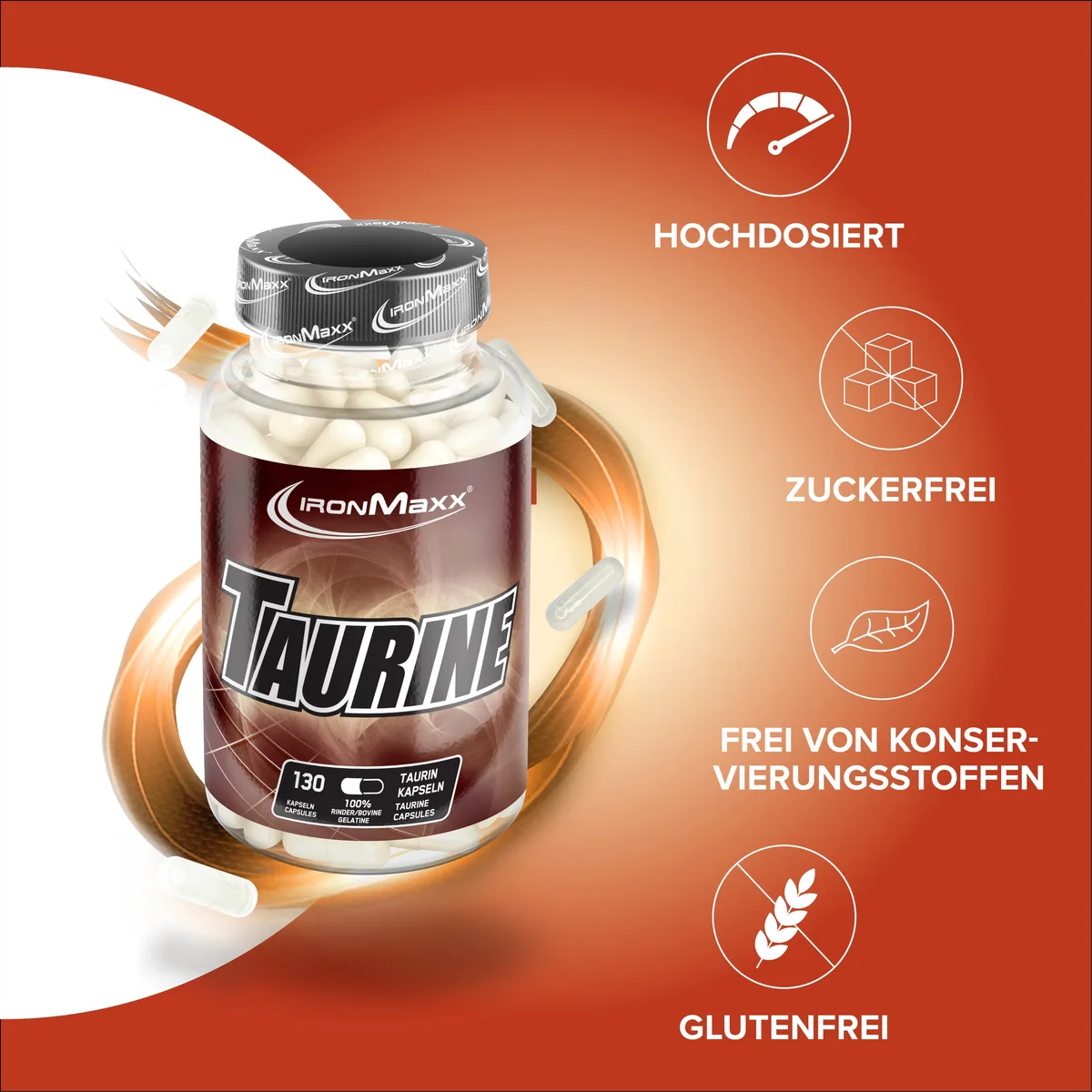 Taurin - 130 Kapseln – Bild 3