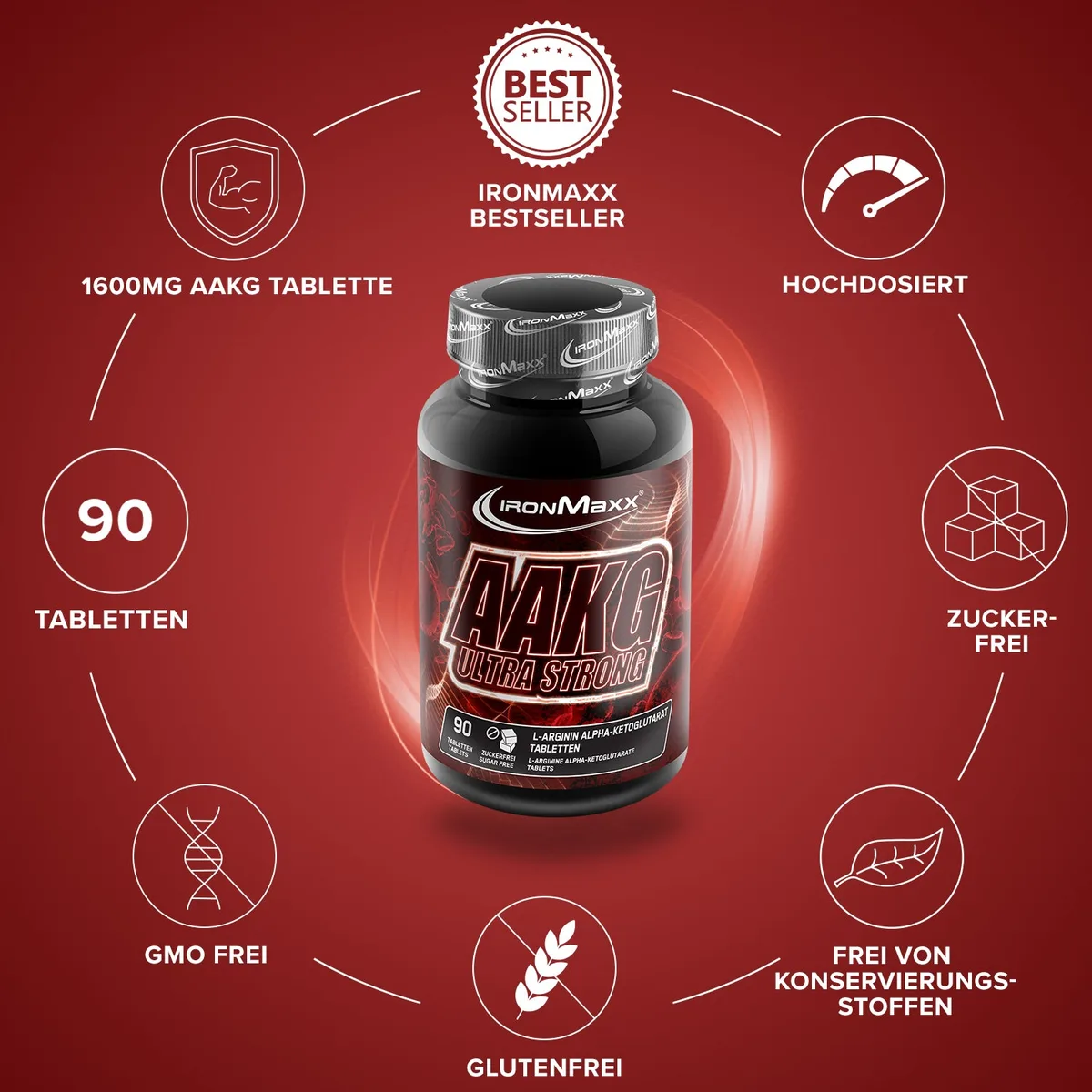 AAKG Ultra Strong - 90 Tabletten à 1600 mg – Bild 5