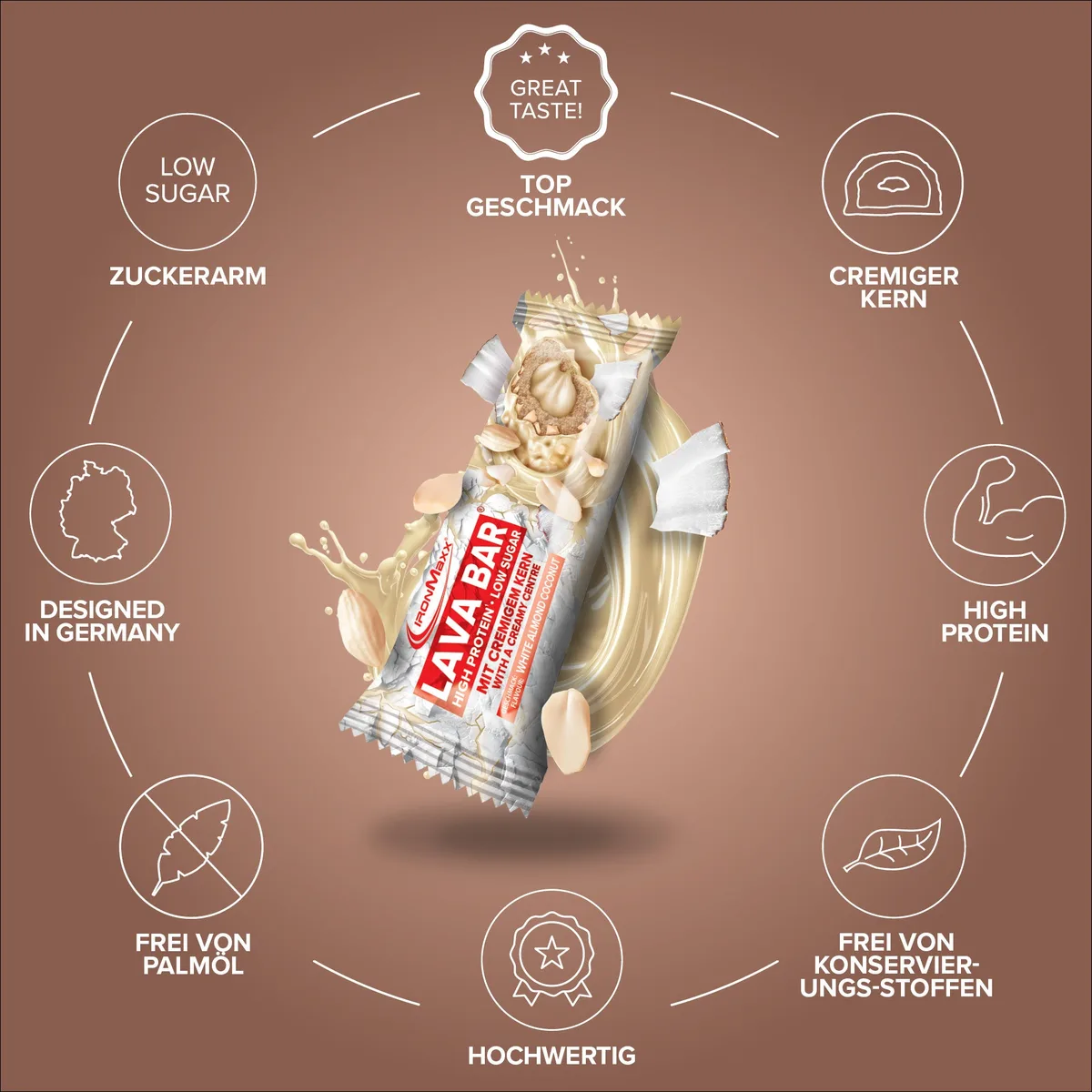 Lava Bar Protein Riegel (18x40g) - White Almond Coconut – Bild 6