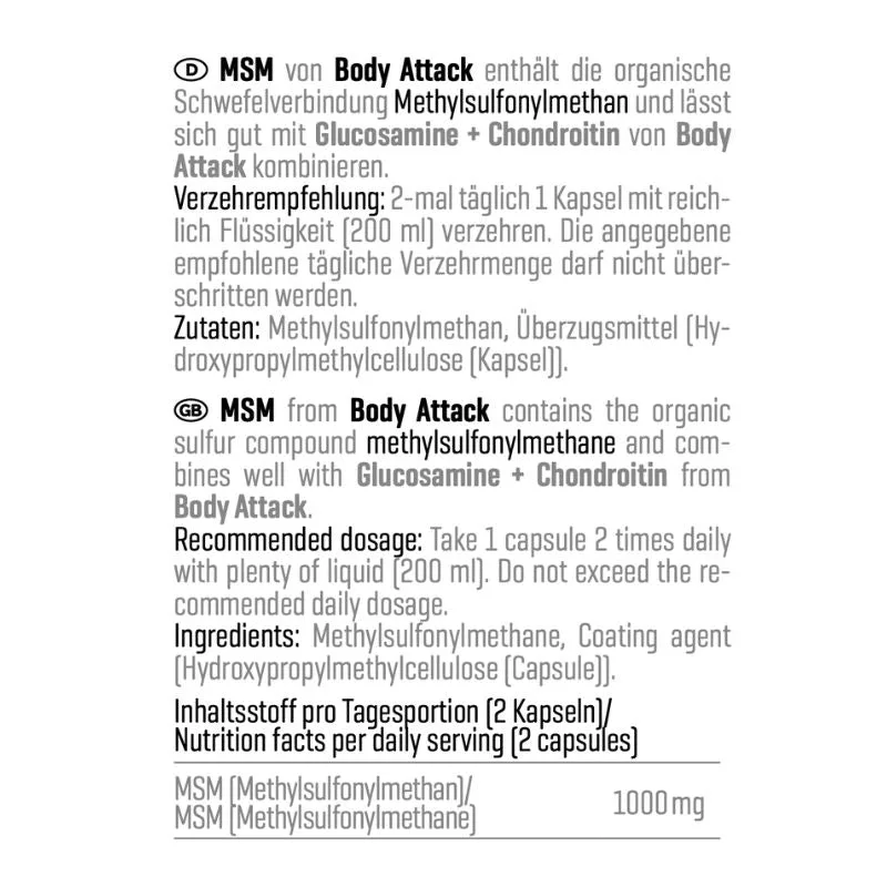 Body Attack MSM 100 Caps