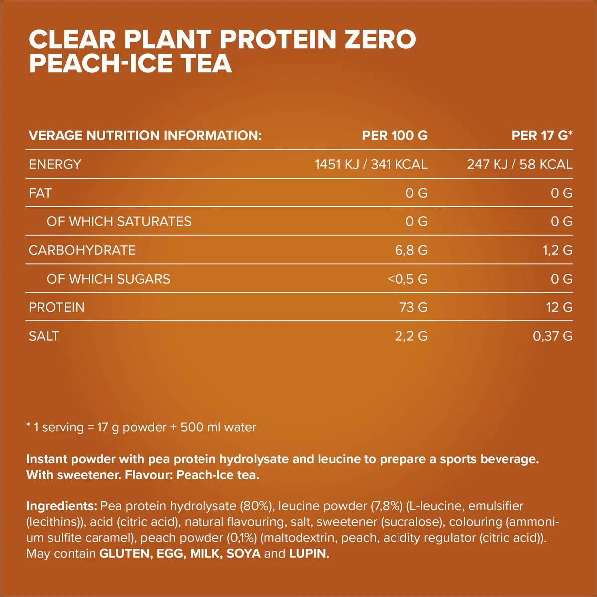 Clear Plant Protein ZERO (400g) - Peach Ice Tea – Bild 4