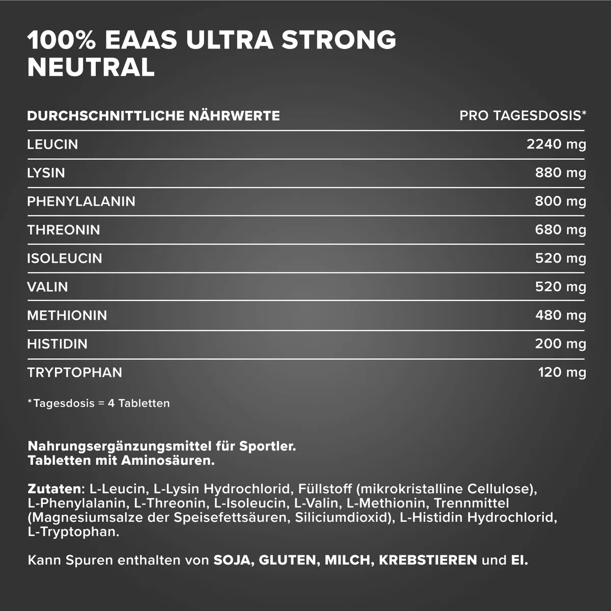 100% EAAs Ultra Strong - 90 Tabletten – Bild 4