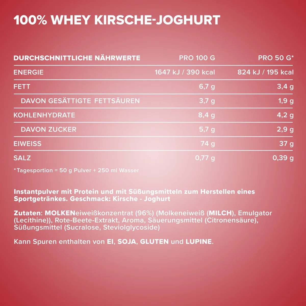 100% Whey Protein (2350g) - Kirsche Yoghurt – Bild 4