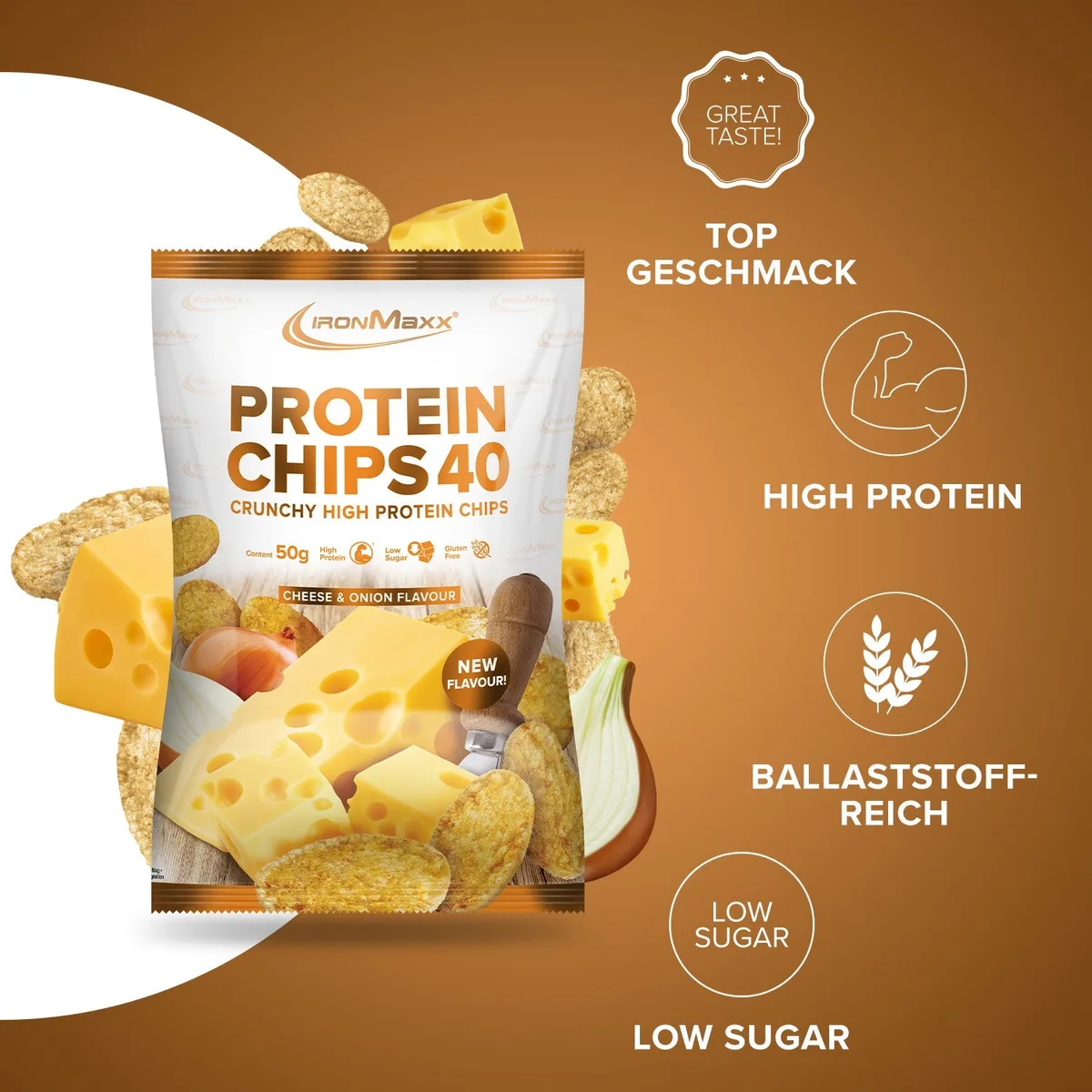 Protein Chips 40 (50g) - Cheese & Onion – Bild 7