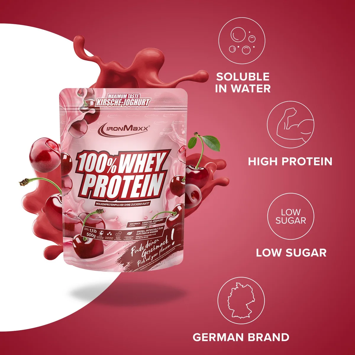 100% Whey Protein (500g) - Kirsche Yoghurt – Bild 7