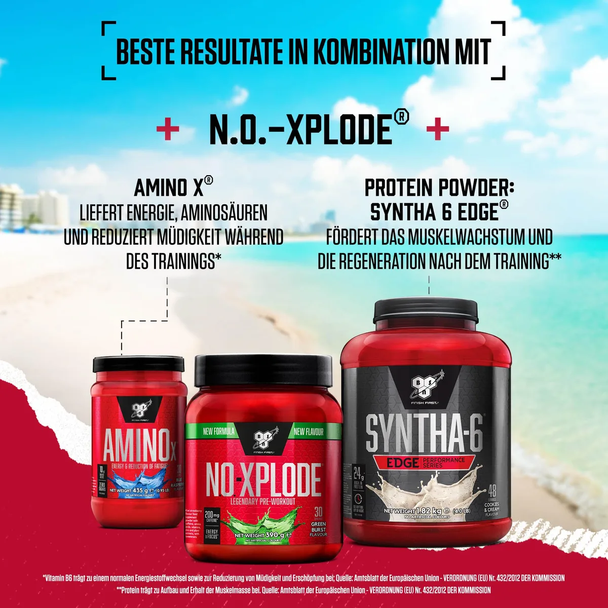 BSN Nutrition N.O.-Xplode Pre-Workout Pulver Nahrungsergänzungsmittel, mehr Energie und Konzentration mit Koffein, Aminosäuren, Vitamin C und Zink, Geschmacksrichtung Purple Power, 30 Portionen, 390 g – Bild 6